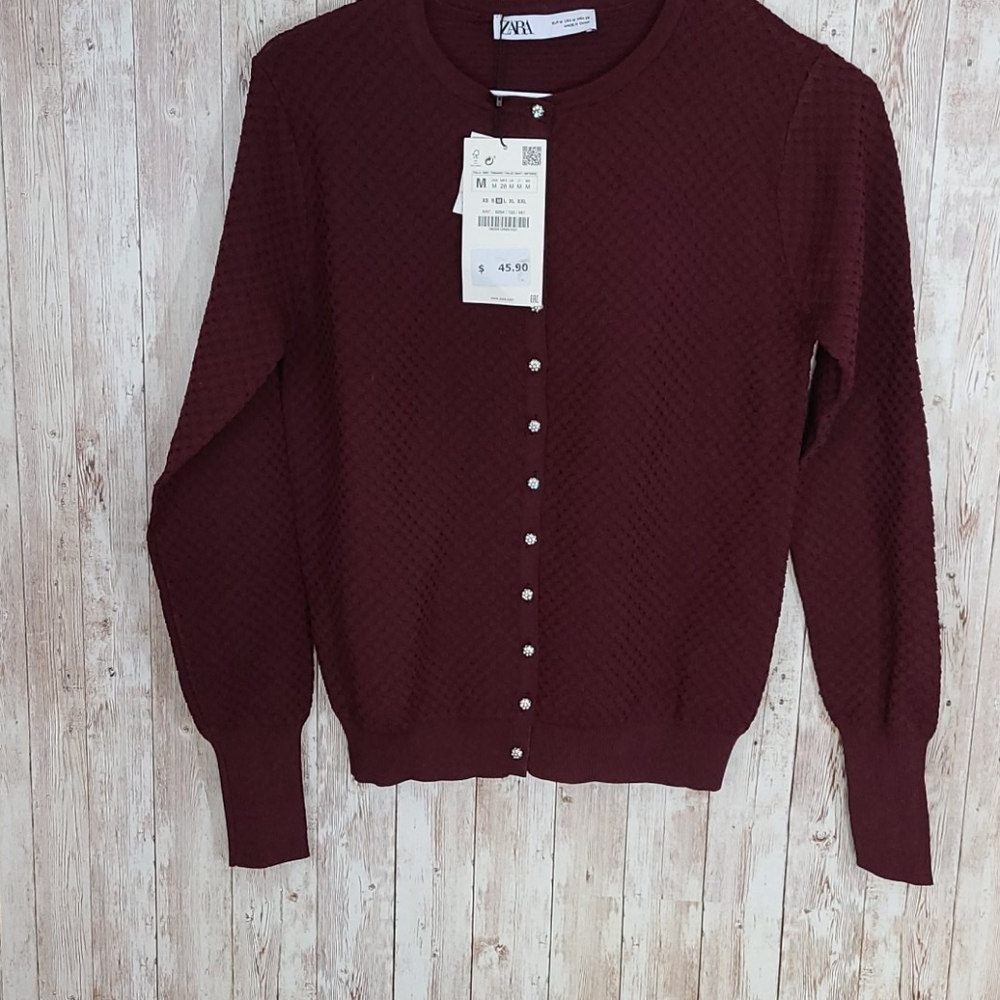 Zara JEWEL BUTTON TEXTURED JACKET - Picture 4 of 6